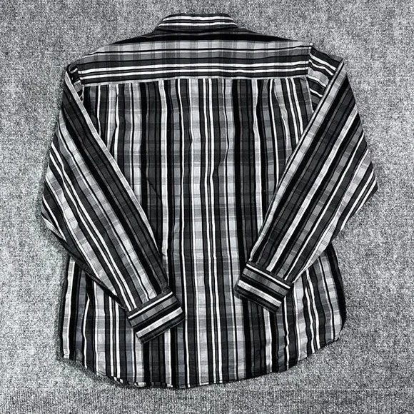 Tommy Bahama Long Sleeve Striped Black White Gray Cotton/Silk Blend Large - Picture 7 of 11